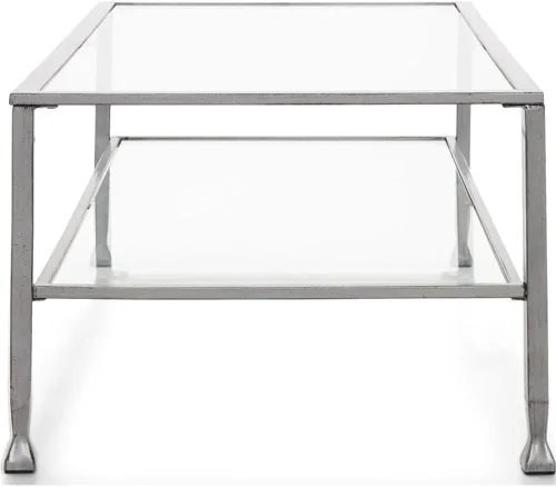 Miniatura 7 de Pemberly Row Moderno/Contemporáneo Maddox Mesa de centro de cristal y metal Plata