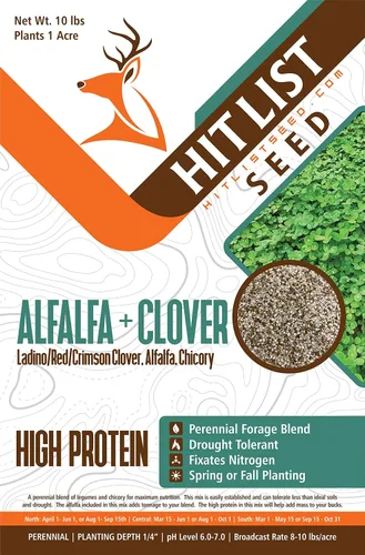 Miniatura 8 de Semillas de parcela de alimentos de alfalfa + trébol para ciervos [perennes] – Semillas de parcela de alimentos perennes – Mezcla de semillas