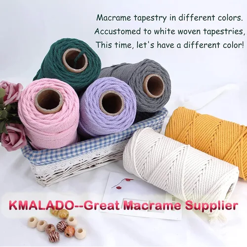 Miniatura 5 de Cuerda de algodón para macramé, de 0.11 pulgadas x 109 yardas, cuerda de macramé natural marrón, suministros perfectos de algodón para hacer