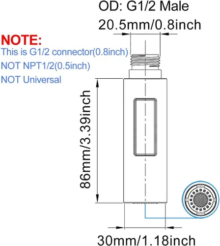 Miniatura 3 de 7Trees Cabezal rociador extraíble para grifo de cocina, cabezal de repuesto de grifo de baño de 2 funciones, boquilla de agua, boquilla