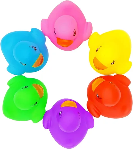 Miniatura 4 de The Dreidel Company Patos clásicos de goma para niños, seis colores sólidos, regalos de cumpleaños de baño, baby showers, aula, verano, playa