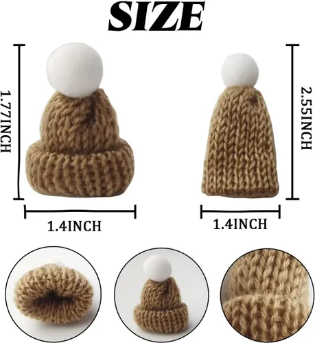 Miniatura 2 de TIHOOD 99 PIEZAS Mini Sombreros de Punto de Navidad Mini Sombreros de Muñeca de Punto Mini Sombrero de Lana para Adornos de Navidad Arte