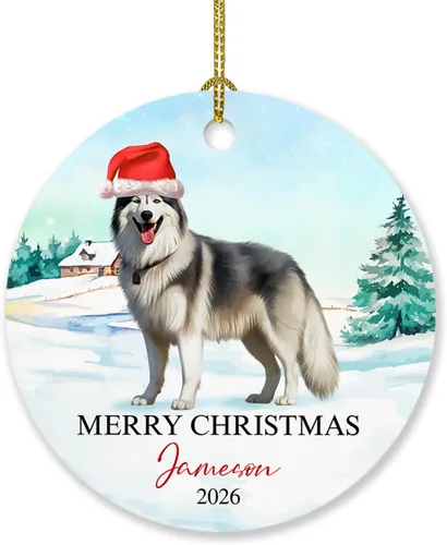 Adorno de perro de Alaskan Malamute personalizado, árbol de Navidad, adorno de perro de Malamute de Alaska, regalos para amantes de los perros,