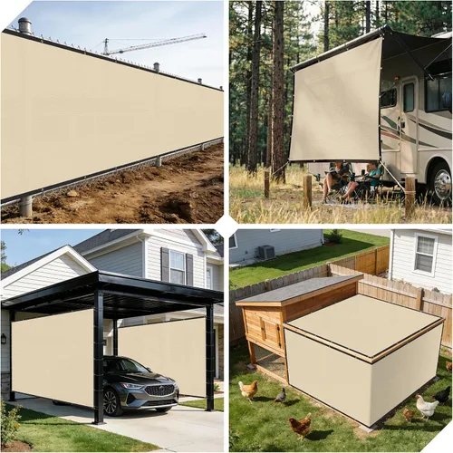Miniatura 2 de Paneles de valla de privacidad de 5 x 1 pies, 90% bloackge, cubierta de malla resistente con ojales de latón para pared al aire libre, patio