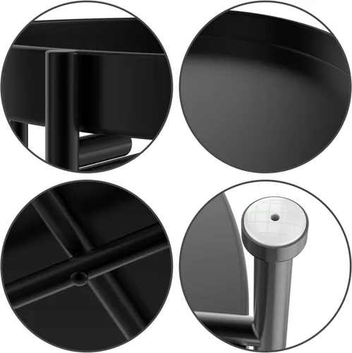 Miniatura 4 de Mesa auxiliar redonda, bandeja de metal negro de 2 niveles, mesa auxiliar de metal para sofá, sala de estar, mesa de té, espacios pequeños