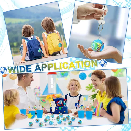 Miniatura 5 de Quelay - Paquete de 24 llaveros con forma de globo de regalo de regreso a clases, juguetes para niños, juguetes de planeta Tierra, incluye bolas