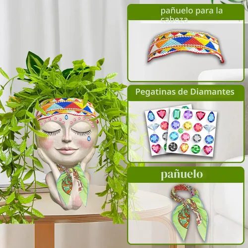 Miniatura 3 de Macetas Cara de Plantas en Forma de Cabeza - Lindas Macetas para Suculentas, Macetas para Plantas de Interior con Sistema de Drenaje, Regalos