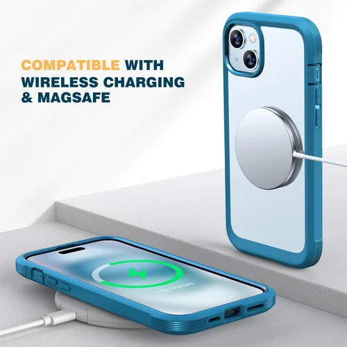 Miniatura 5 de Diaclara - Funda diseñada para iPhone 15 Plus de 6.7 pulgadas, carcasa de parachoques resistente de cuerpo completo transparente con protector