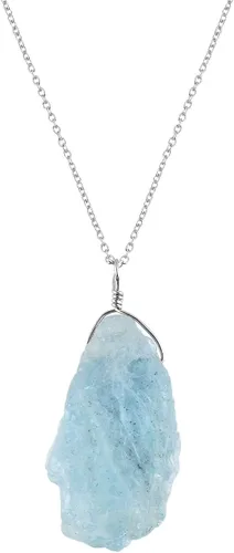 Miniatura 8 de Collar con colgante de piedras preciosas, piedra de energía áspera, cristales curativos de chakras, plata esterlina 925, chapado en rodio, piedra