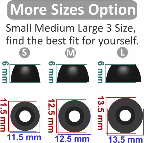 Miniatura 3 de Espuma viscoelástica compatible con almohadillas Pixel Buds Pro, 3 pares de cancelaciones de ruido, ajuste cómodo sin dolor de silicona, accesorios