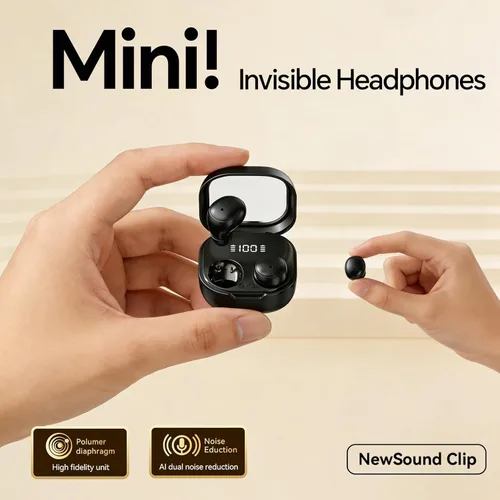 Miniatura 4 de Xmenha Mini auriculares invisibles pequeños ocultos inalámbricos Bluetooth para el trabajo, auriculares ultra pequeños, canal de sueño, pequeño
