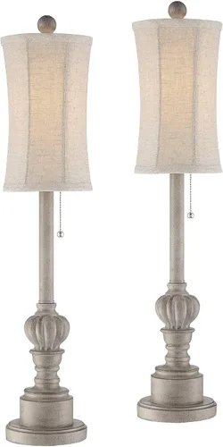 Miniatura 2 de Regency Hill Bertie - Juego de 2 lámparas de mesa estilo rústico francés tradicional de 28 pulgadas de alto, juego de 2 candelabros naturales
