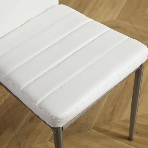 Miniatura 7 de Juego de 4 sillas de comedor para comedor, sillas de cocina modernas con patas de metal y cojín tapizado de piel sintética para comedor y cocina