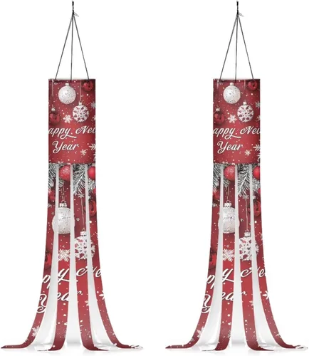 Miniatura 21 de Binienty 4th of July Winsock Patriotic Outdoor Decor Wind Socks Hanging Flag Welcome Home Decoration Party Yard Hanging Windsock, 2 Pcs Set Decor