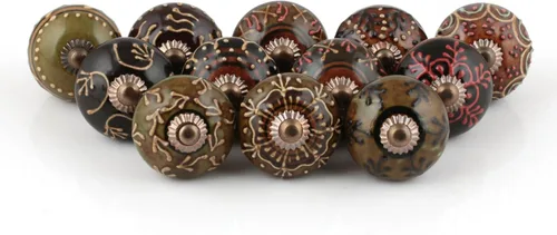 Miniatura 26 de Tiradores y pomos dorados para cajones, varios pomos de puerta antiguos para armarios de cocina, decoración bohemia de granja, juego de 6