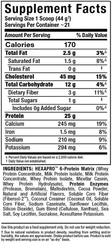 Miniatura 7 de ALLMAX HEXAPRO, Chocolate - 2 lb - 25 gramos de proteína por porción - 8 horas de liberación sostenida - cero azúcar - 21 porciones