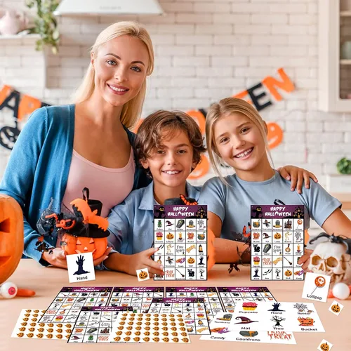 Miniatura 7 de V-Opitos Tarjeta de juego de bingo de Halloween para niños y adultos, 36 jugadores, juego de Halloween para familia/aula escolar, grupo grande