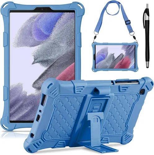 Miniatura 11 de DETUOSI Funda para Samsung Galaxy Tab A7 Lite de 8.7 pulgadas, con lápiz capacitivo y correa para el hombro, funda protectora ligera de silicona