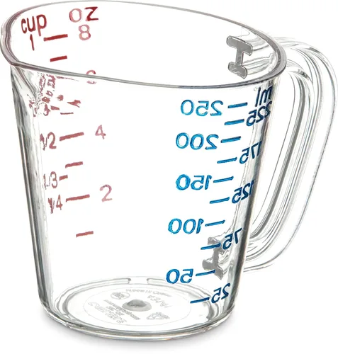 CARLISLE FOODSERVICE PRODUCTS 4314107 - Taza medidora de plástico comercial, 1 taza, transparente (paquete de 12)