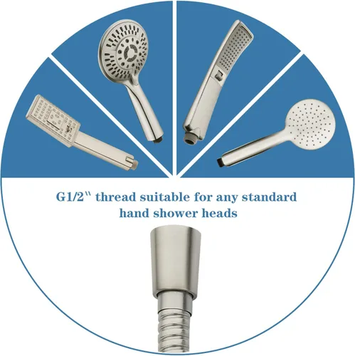 Miniatura 6 de Manguera de ducha BRIGHT SHOWERS para cabezales de ducha de mano, manguera de ducha de mano de acero inoxidable de 59 pulgadas, pieza de repuesto