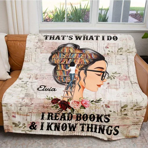 Miniatura 4 de Manta de Lectura Personalizada y Manta para Tirar para Amantes de los Libros, Regalos para Hijas, Manta Acogedora para Todas las Estaciones