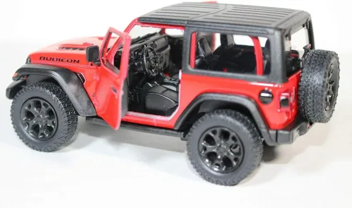 Miniatura 6 de KiNSMART - Jeep Wrangler Rubicon Off Road 4x4 5 pulgadas escala 1:34 modelo fundido a presión réplica de coche de juguete (techo rígido rojo)
