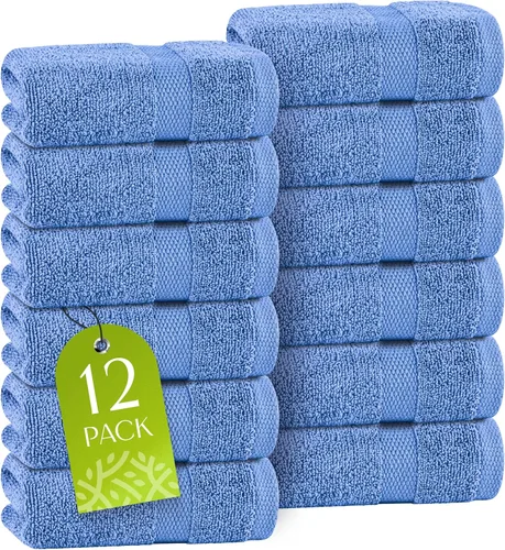 Miniatura 41 de Toallas de mano blancas clásicas para baño [paquete de 12] Toallas de mano de algodón a granel para gimnasio, cocina y spa, 16x27 pulgadas, toallas