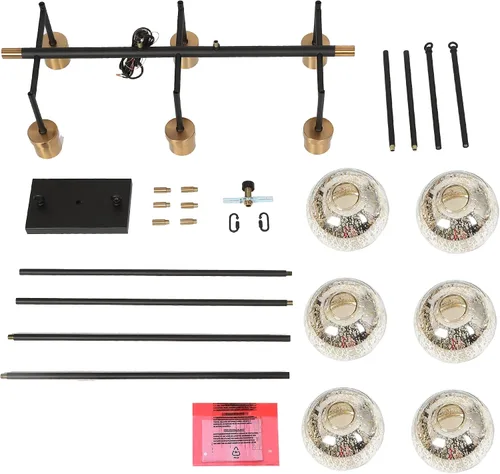Miniatura 9 de KSANA Lámpara de comedor, candelabro moderno de metal negro dorado para isla de cocina con pantallas de vidrio mercurio, 27.5