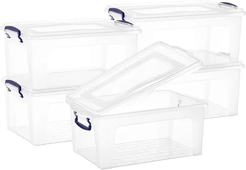Miniatura 25 de Superio Cajas de almacenamiento transparentes con tapas, contenedores de plástico de 2.5 cuartos de galón para organizar, cajas apilables, sin BPA