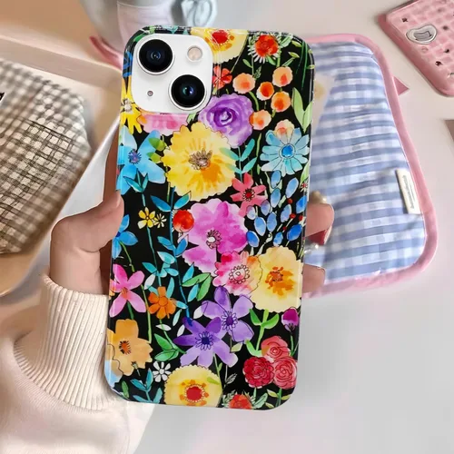 Miniatura 5 de J.west Funda compatible con iPhone 14 para mujer, bonito diseño floral femenino, patrón kawaii de flores silvestres en acuarela para niñas