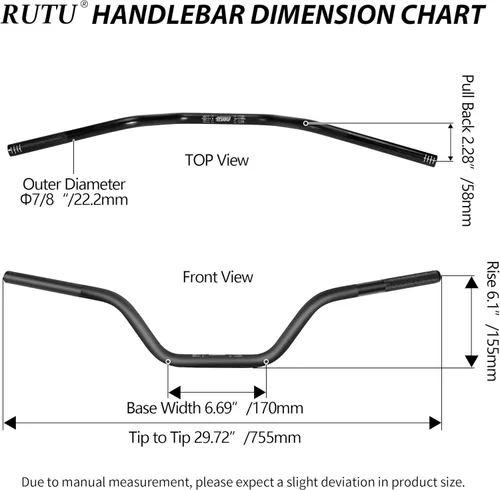 Miniatura 2 de RUTU Manillares de dirt bike de 7/8 pulgadas con almohadilla de espuma - Manillares de motocicleta compatibles con CRF YZF KXF, KLX, RMZ, DRZ Pit