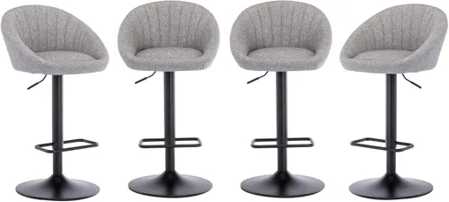 Miniatura 9 de EALSON Juego de 2 taburetes de bar giratorios ajustables, modernos taburetes de bar de altura de mostrador con respaldo bajo, cómodas sillas de bar