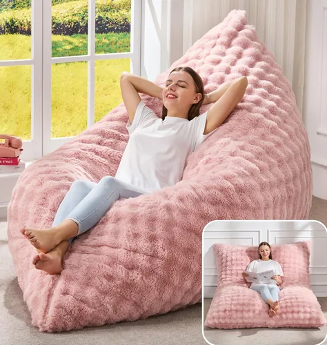 Miniatura 27 de Hobestluk Silla Puf 3 en 1, Sillas Puf Gigantes para Adultos con Cubierta de Burbujas, Cojín de Suelo Convertible con Cubierta Lavable a Máquina