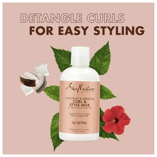 Miniatura 6 de SheaMoisture Acondicionador de coco e hibisco para cabello seco y rizado sin sulfato de coco e hibisco, 24 onzas líquidas y leche