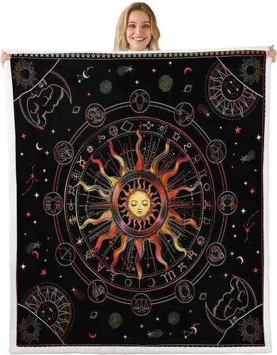 Miniatura 6 de Manfei Manta con diseño de mariposas, estilo bohemio, con mandala, para decoración de habitación de niños, niñas, adolescentes, manta de forro polar