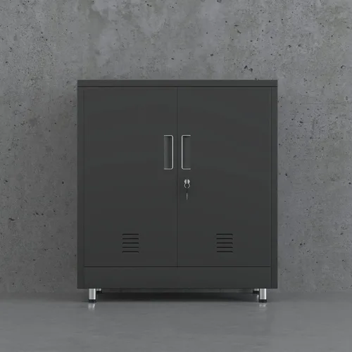 Miniatura 9 de JINGUR Armario de almacenamiento de metal con puertas de bloqueo y estante ajustable, pequeño aparador con cerradura para oficina en casa, pasillo