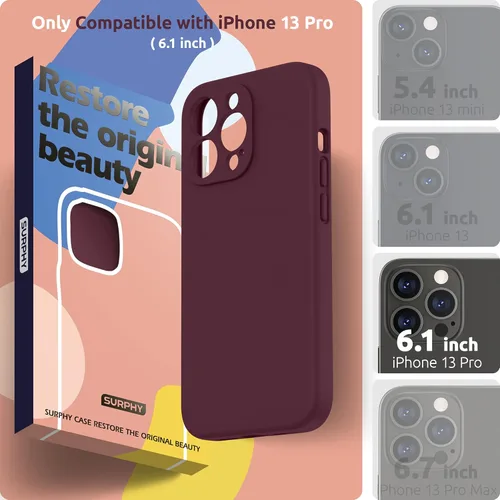 Miniatura 2 de SURPHY Funda para iPhone 13 Pro con protector de pantalla, Fundas de silicona líquida para iPhone 13 Pro
