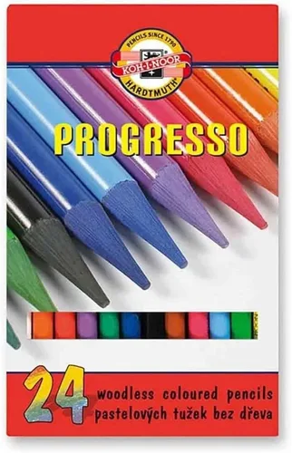 Koh-I-Noor Progresso - Juego de lápices de colores sin madera (juego de 24)