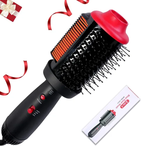 Peine con calefacción y cepillo secador 4 en 1, cepillo alisador de pelo, doble modo para secar, alisar, rizar y dar volumen a todo tipo de cabello,