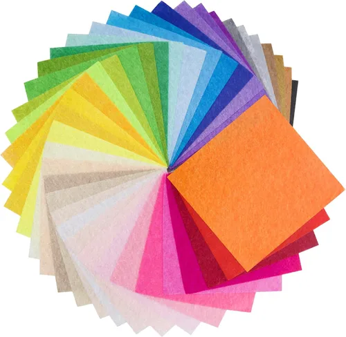 Miniatura 12 de Hojas de tela de fieltro de 6 x 6 pulgadas para manualidades, 0.039 in de grosor, papel de fieltro de colores surtidos para manualidades de costura