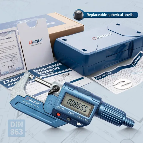 Miniatura 6 de Dasqua Micrómetro exterior digital de precisión, herramientas de medición para uso en mecanizado e industrial, precisión de 0 a 1 pulgada 0.002 mm