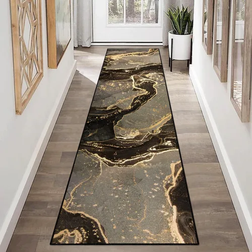 Miniatura 31 de Alfombra abstracta moderna de 2 x 3 pies, alfombra de baño con textura de mármol azul, antideslizante, lavable, alfombra de pelo bajo