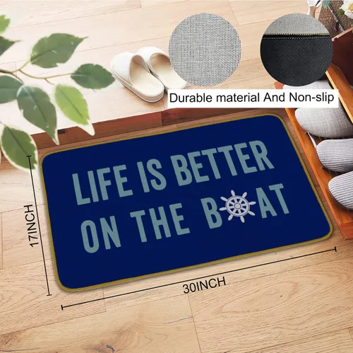 Miniatura 3 de Burosev Life is Better On The Boat - Tapete decorativo azul marino, tapete para suelo de barco, diseño rústico náutico, decoración de casa de campo