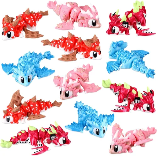 Miniatura 34 de Honoson 12 piezas de animales impresos en 3D 3D mini animales flexibles y articulados pequeños para aliviar el estrés de mascotas, para adultos