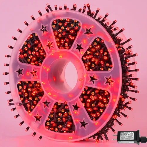 Miniatura 10 de QITONG Guirnalda de 500 luces LED de Navidad de 165 pies para exteriores, impermeable, luces multicolor con 8 modos, cable verde, luces parpadeantes