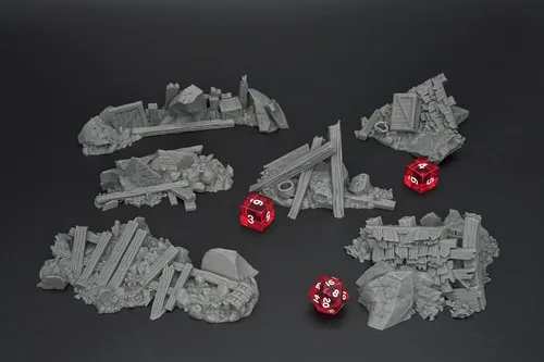 Miniatura 2 de EnderToys Urban Rubble - DND Terrain - Escenario de 1.260 in para miniaturas de mesa