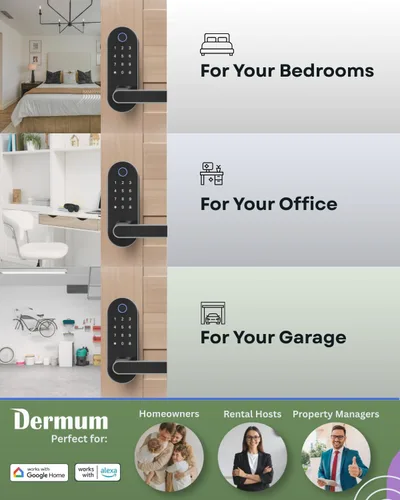 Miniatura 3 de Cerradura inteligente digital de huellas dactilares sin llave con mango y teclado: cerradura electrónica/eléctrica con código, control de Plateado
