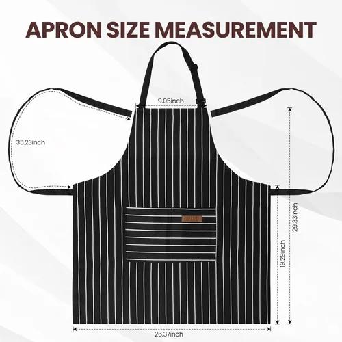 Miniatura 2 de Serrenf Paquete de 2 delantales, delantales de cocina de cocina, delantal ajustable con 2 bolsillos para hombres y mujeres, delantal de chef