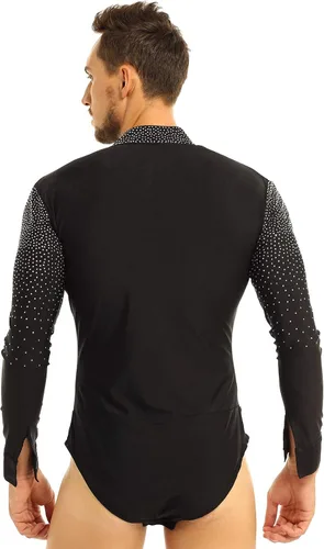 Miniatura 5 de Camiseta de baile de tango latino con diamantes de imitación brillantes para hombre