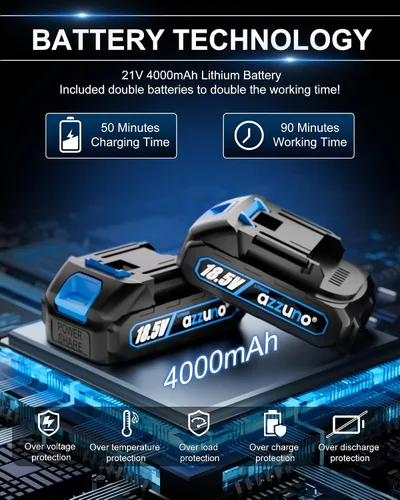 Miniatura 5 de AZZUNO Mini motosierra, motosierra eléctrica portátil de 6 pulgadas, inalámbrica, pequeña motosierra de mano con 2 baterías recargables y 2 cadenas